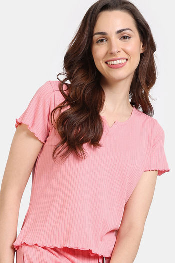 Buy Zivame Venus Dreams Knit Poly Loungewear Top - Murex Shell